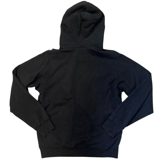Supreme Hoodie Mens Medium Black White Diagonal Stripe Pullover Spell Out Logo - Picture 2 of 15